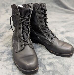 ROTHCO Black Leather MILITARY Combat JUNGLE BOOTS size 12R Grunge Biker Punk